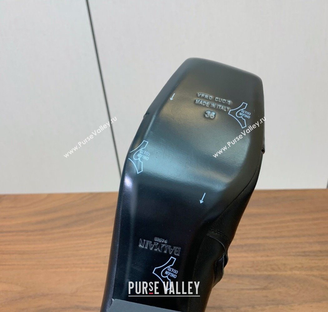 Balmain Calfskin and Patent Leather Heel Ankle Boots 6.5cm Black 2025 1031 (MD-251031010)