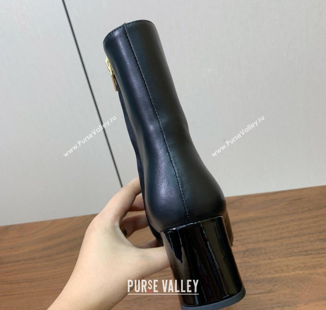 Balmain Calfskin and Patent Leather Heel Ankle Boots 6.5cm Black 2025 1031 (MD-251031010)