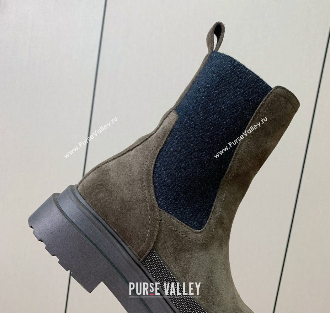 Brunello Cucinelli Suede and Knit Ankle Boots Dark Camel 2025 BC120903 (HH-251209026)