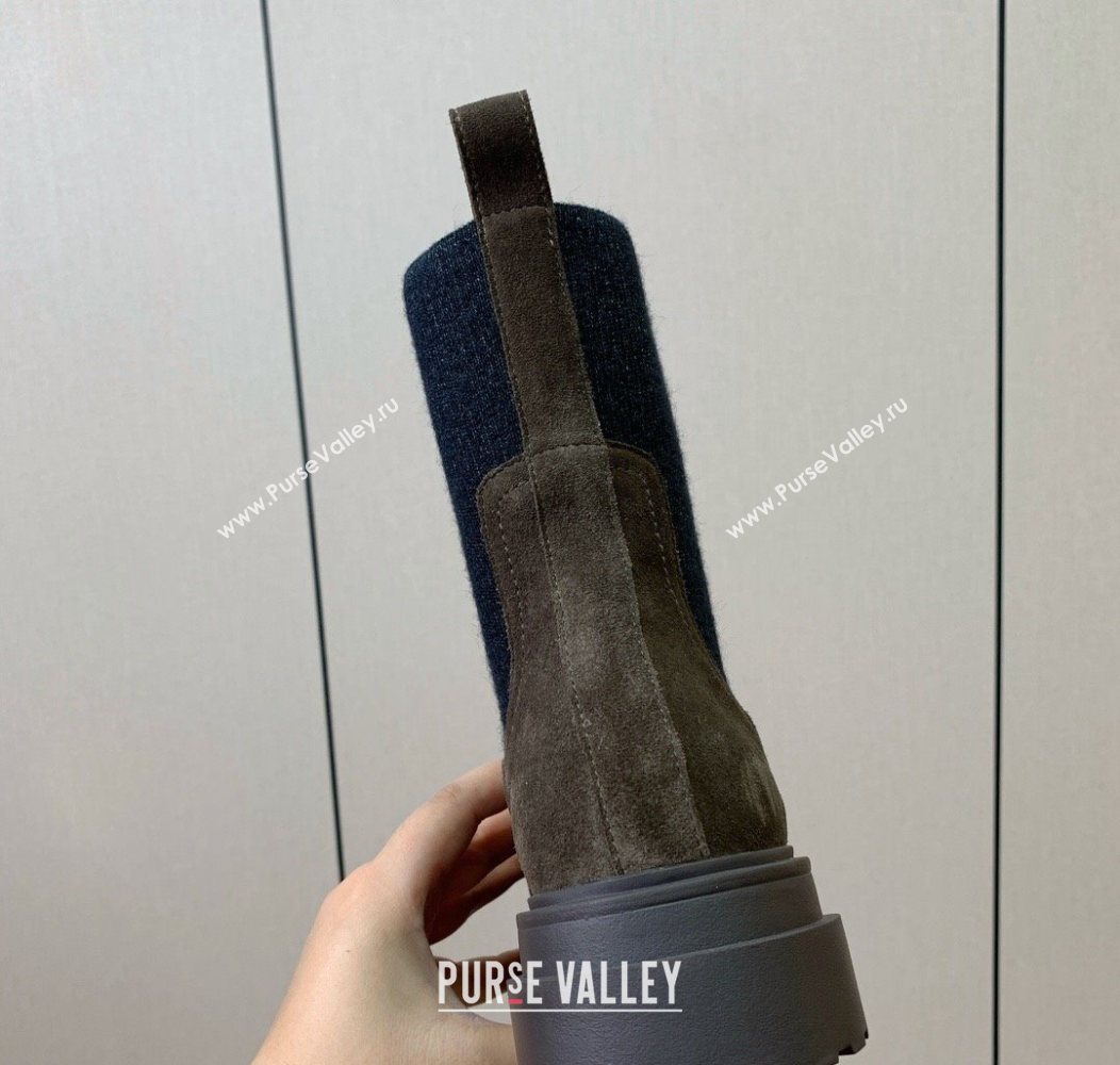 Brunello Cucinelli Suede and Knit Ankle Boots Dark Camel 2025 BC120903 (HH-251209026)