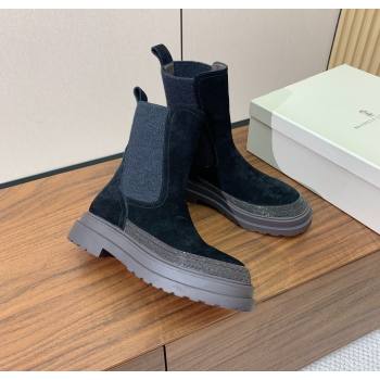 Brunello Cucinelli Suede and Knit Ankle Boots Black 2025 BC120903 (HH-251209027)