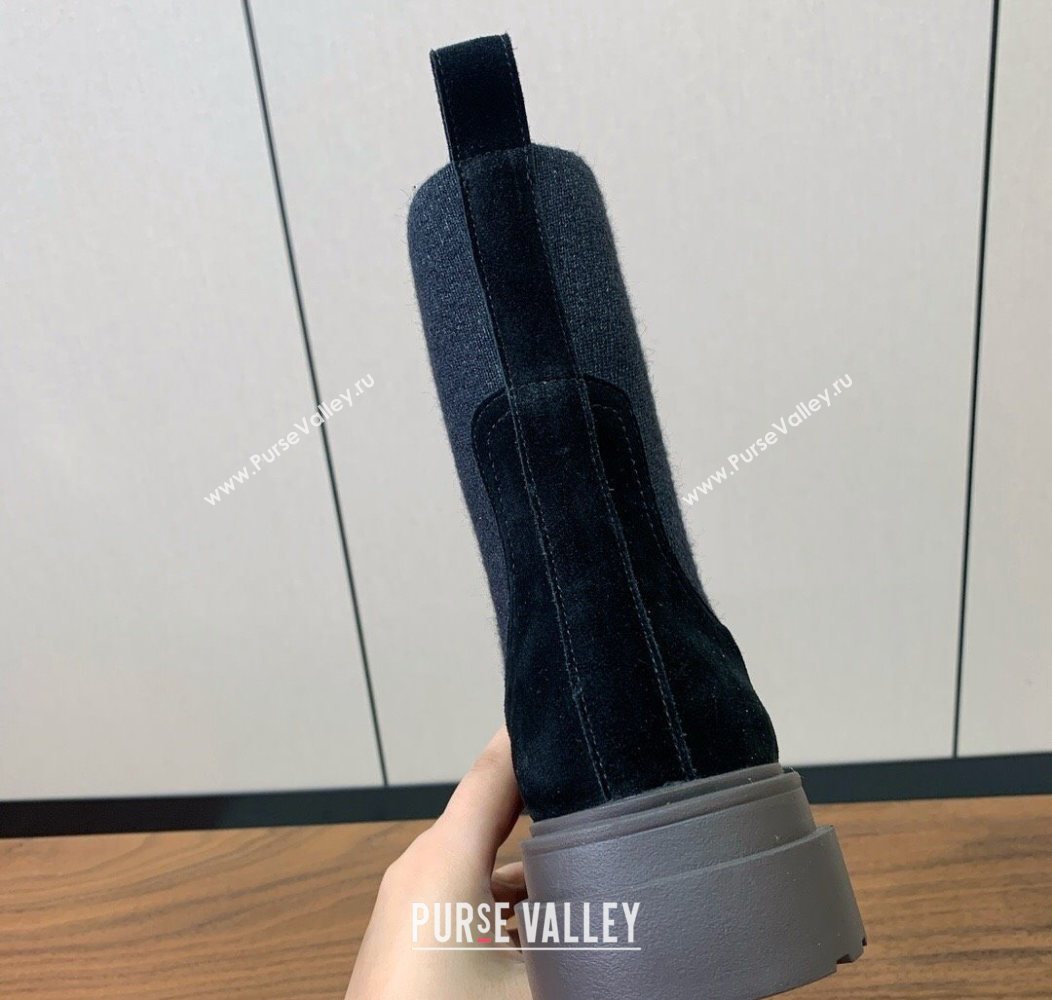 Brunello Cucinelli Suede and Knit Ankle Boots Black 2025 BC120903 (HH-251209027)