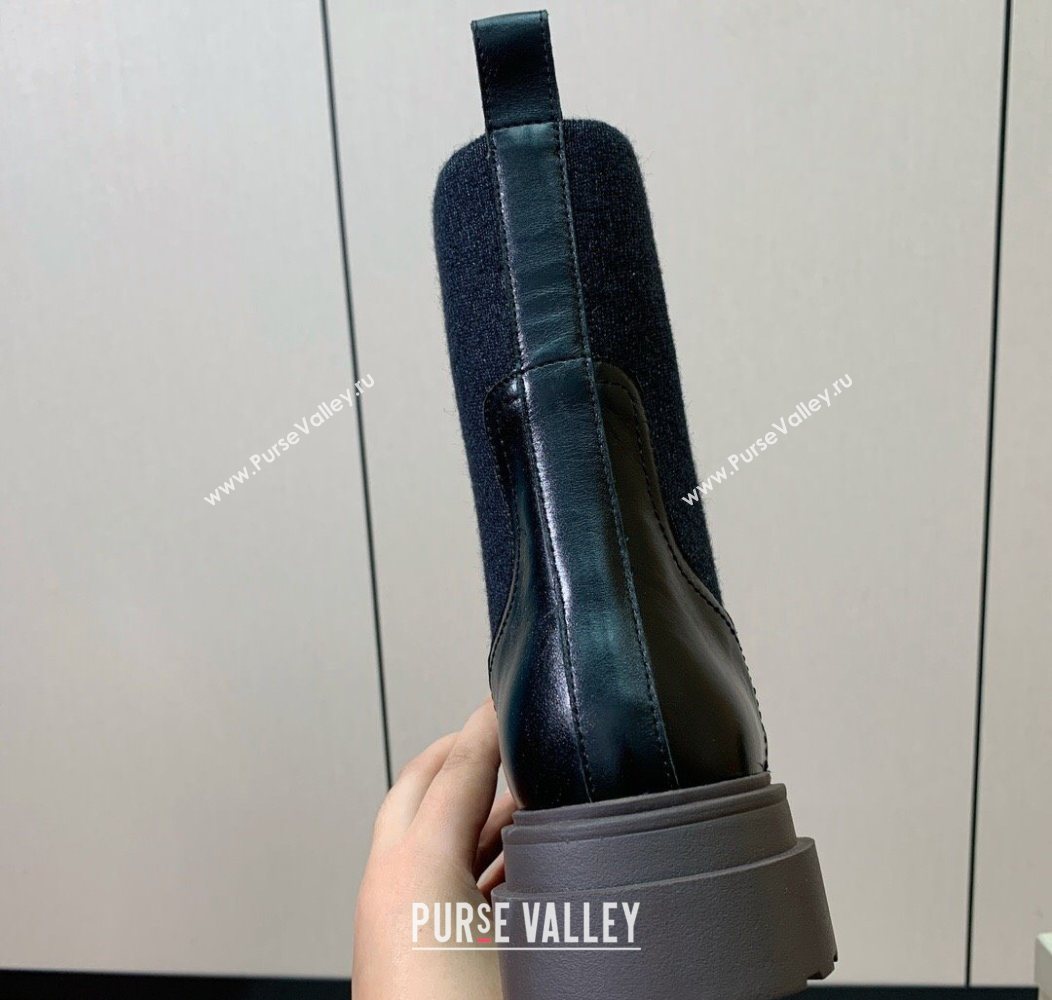 Brunello Cucinelli Leather and Knit Ankle Boots Black 2025 BC120903 (HH-251209030)