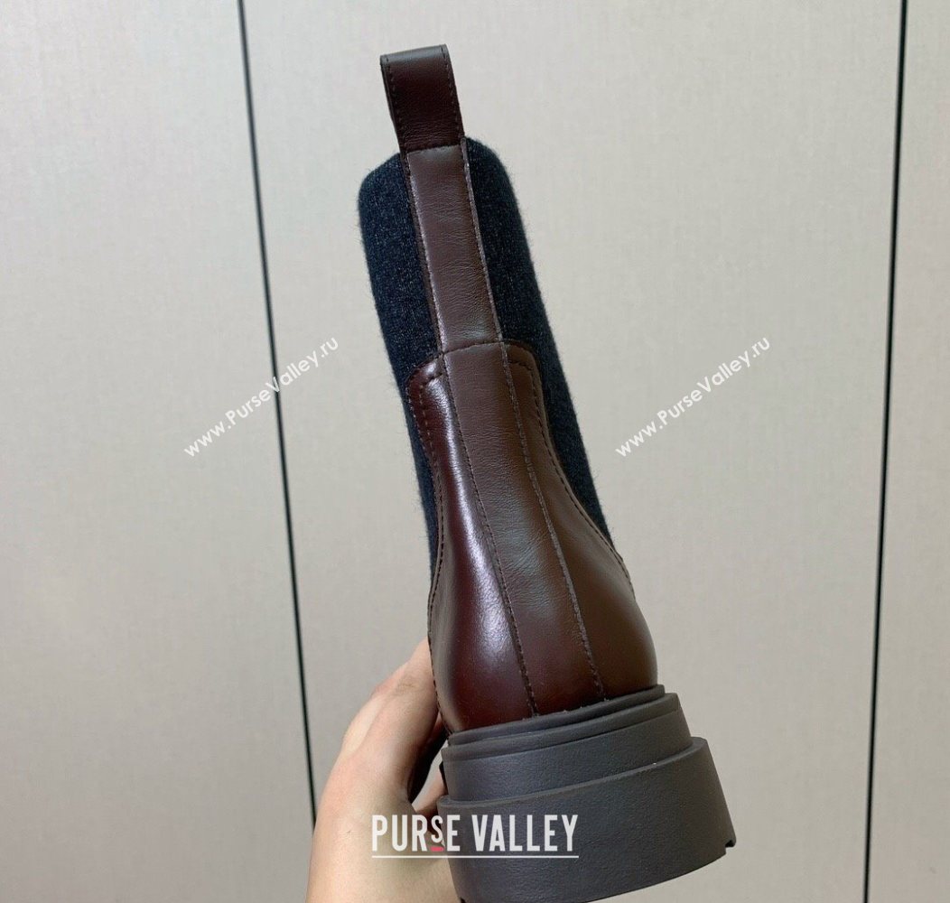 Brunello Cucinelli Leather and Knit Ankle Boots Brown 2025 BC120903 (HH-251209031)