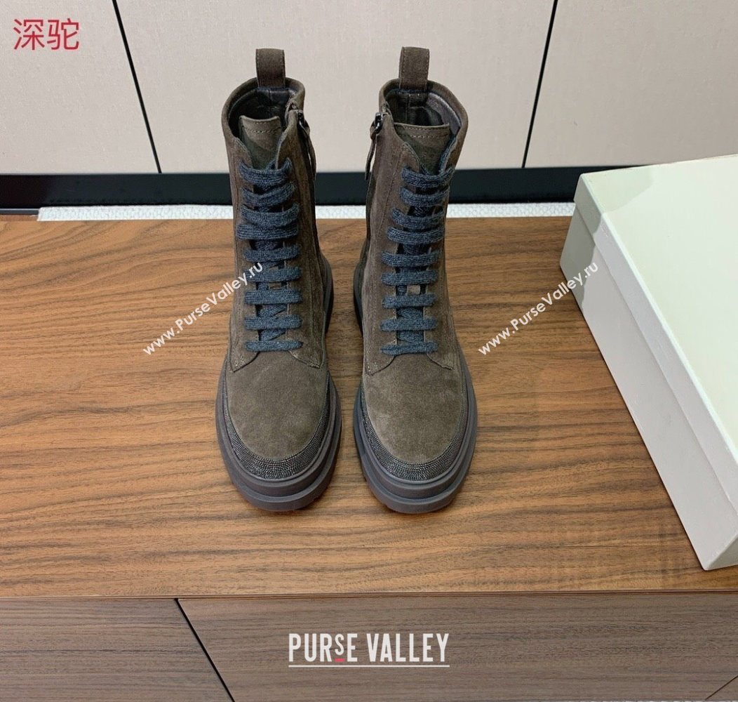 Brunello Cucinelli Suede Laced-up Ankle Boots Dark Camel 2025 BC120904 (HH-251209032)