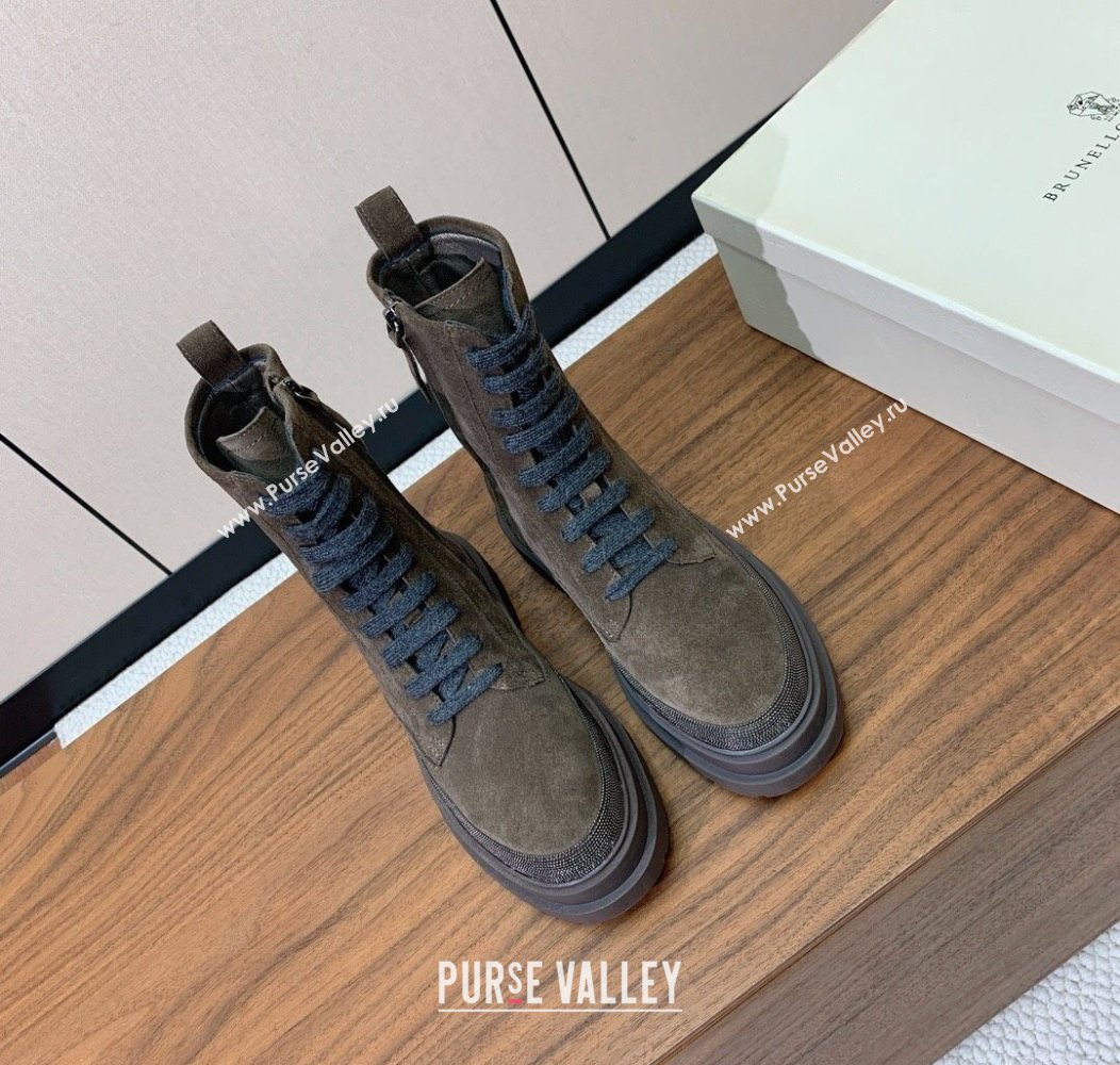 Brunello Cucinelli Suede Laced-up Ankle Boots Dark Camel 2025 BC120904 (HH-251209032)