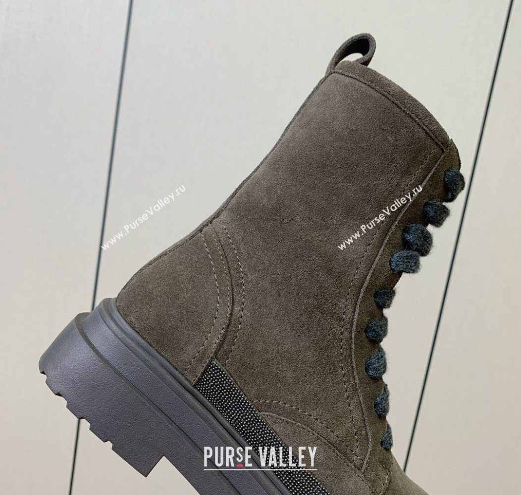 Brunello Cucinelli Suede Laced-up Ankle Boots Dark Camel 2025 BC120904 (HH-251209032)