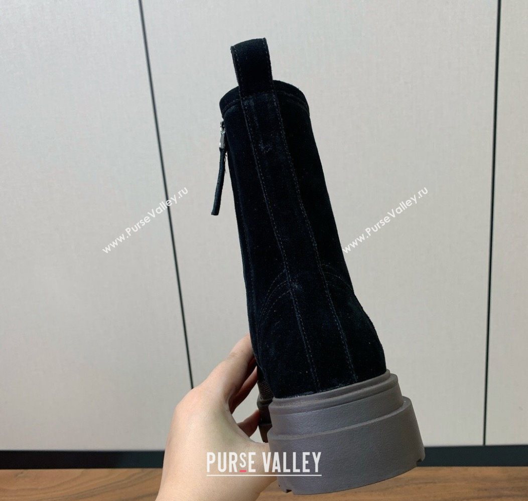 Brunello Cucinelli Suede Laced-up Ankle Boots Black 2025 BC120904 (HH-251209033)