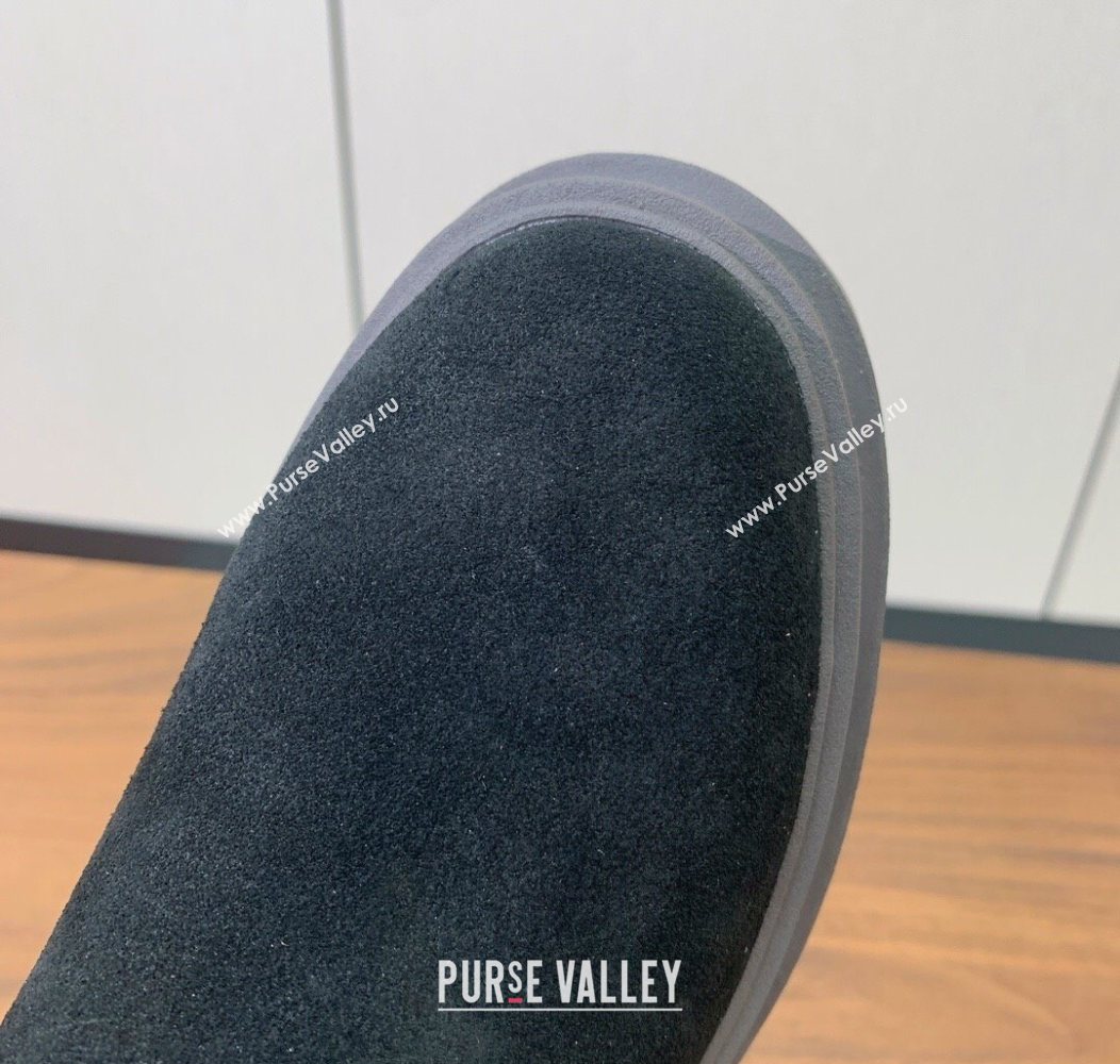 Brunello Cucinelli Suede Ankle Boots with Knit Insert and Loop Detail Black 2025 BC120901 (HH-251209017)