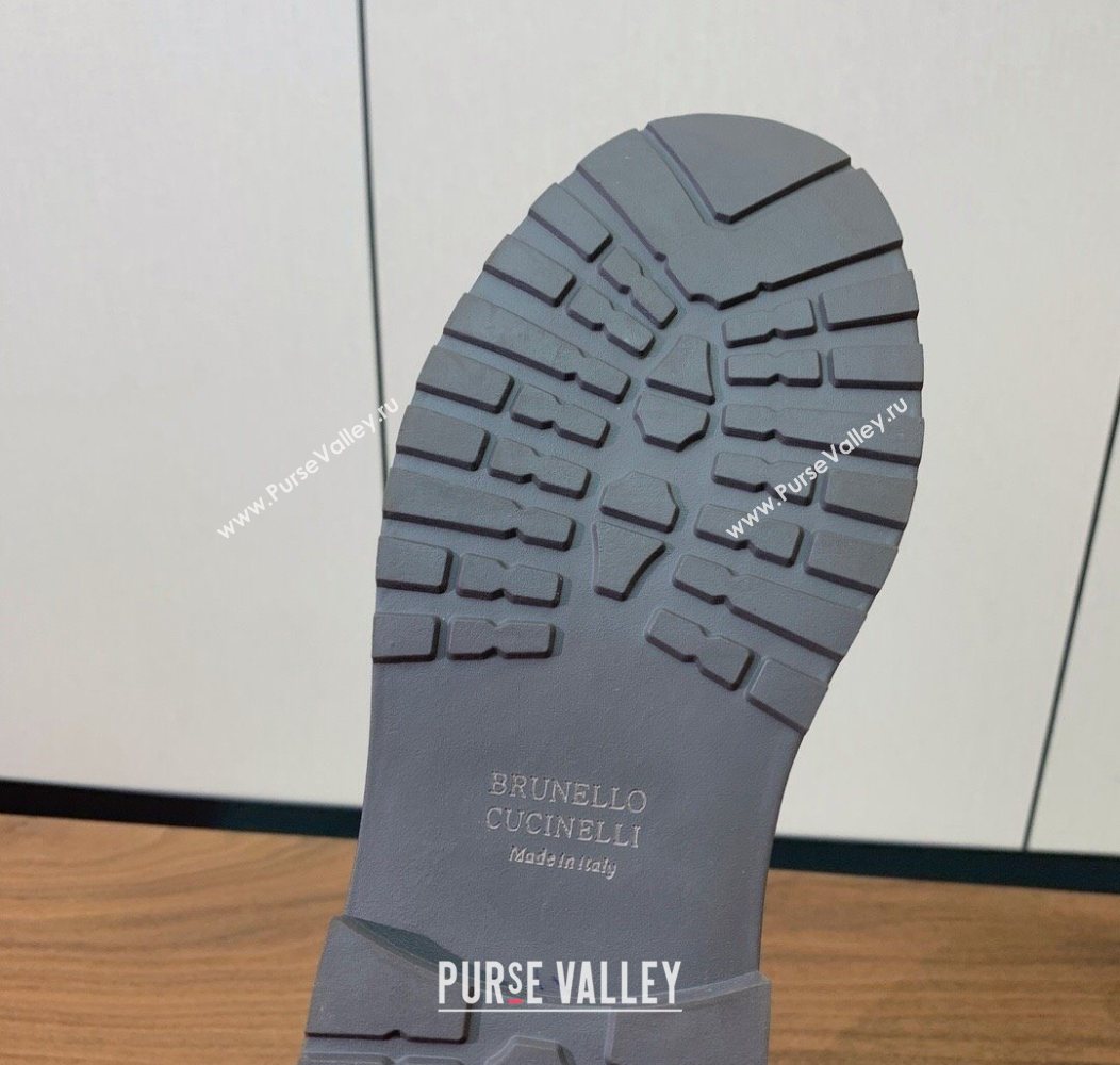 Brunello Cucinelli Suede Ankle Boots with Knit Insert and Loop Detail Black 2025 BC120901 (HH-251209017)