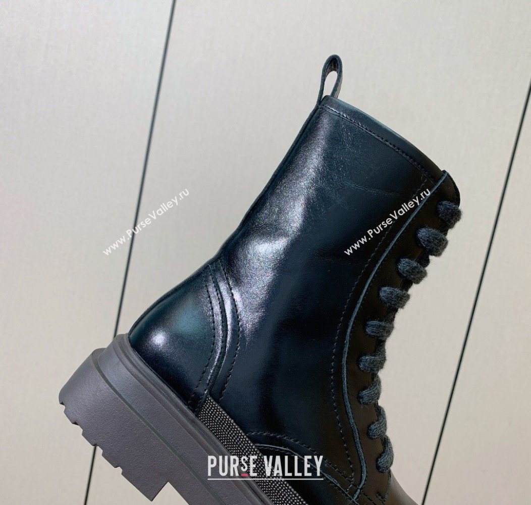 Brunello Cucinelli Leather Laced-up Ankle Boots Black 2025 BC120904 (HH-251209036)