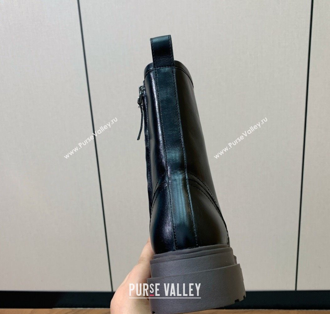 Brunello Cucinelli Leather Laced-up Ankle Boots Black 2025 BC120904 (HH-251209036)