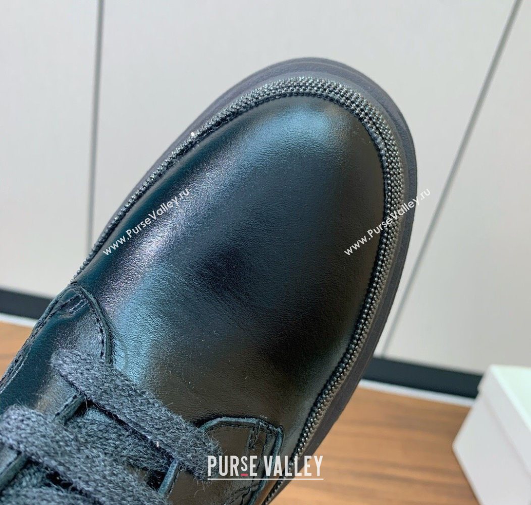 Brunello Cucinelli Leather Laced-up Ankle Boots Black 2025 BC120904 (HH-251209036)