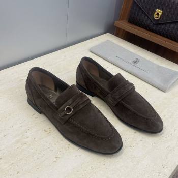 Brunello Cucinelli Suede Flat Loafers Dark Brown 2025 BC120905 (JC-251209038)