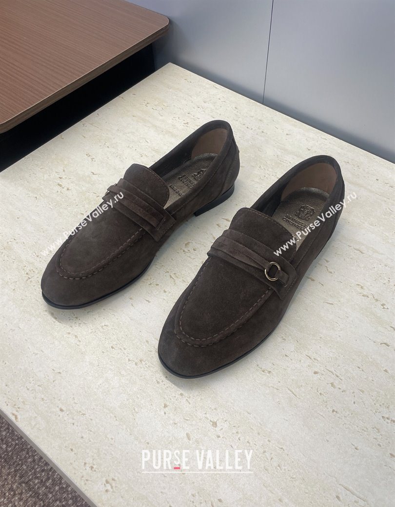 Brunello Cucinelli Suede Flat Loafers Dark Brown 2025 BC120905 (JC-251209038)