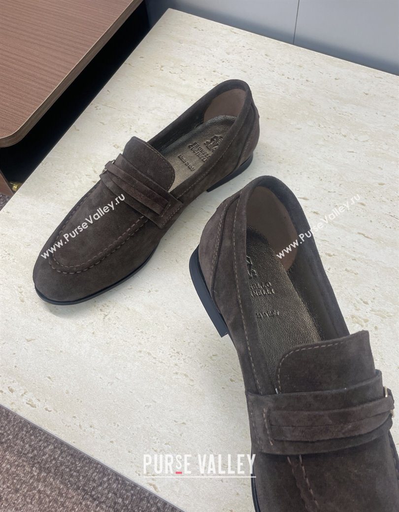 Brunello Cucinelli Suede Flat Loafers Dark Brown 2025 BC120905 (JC-251209038)