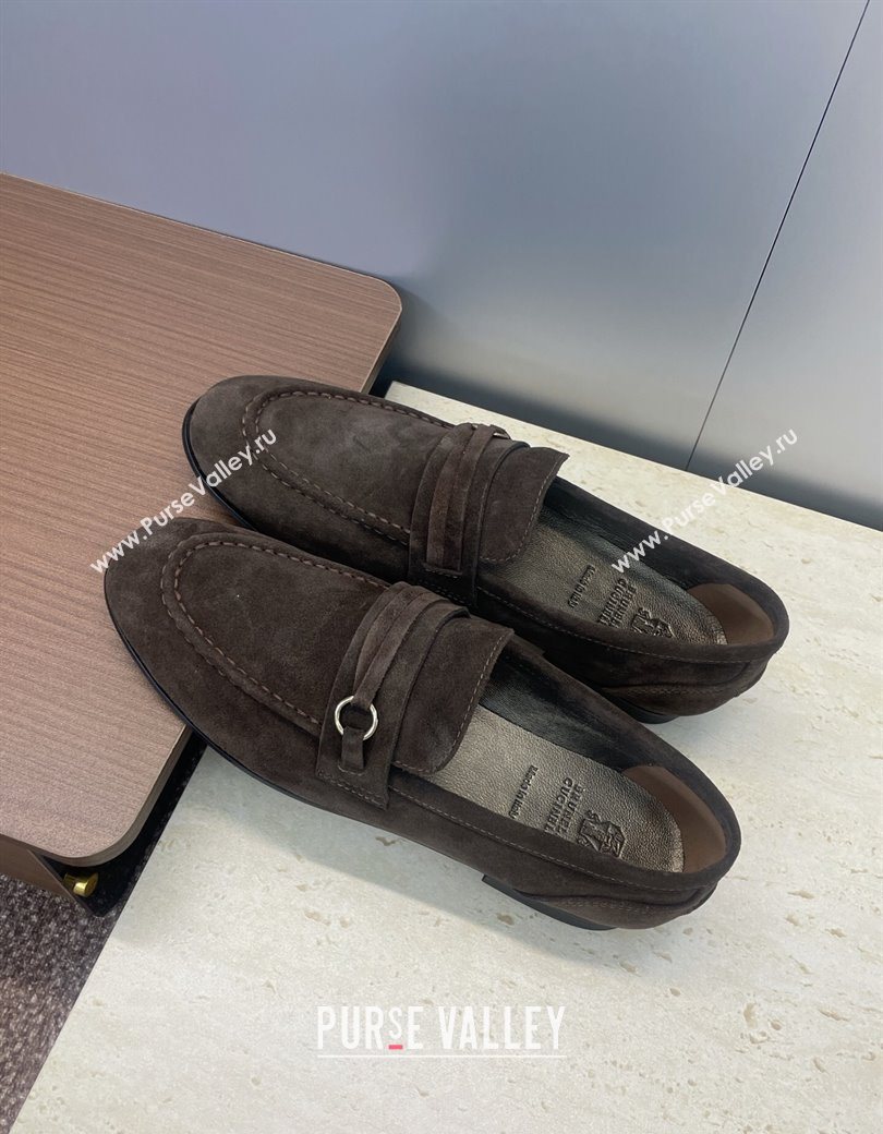 Brunello Cucinelli Suede Flat Loafers Dark Brown 2025 BC120905 (JC-251209038)