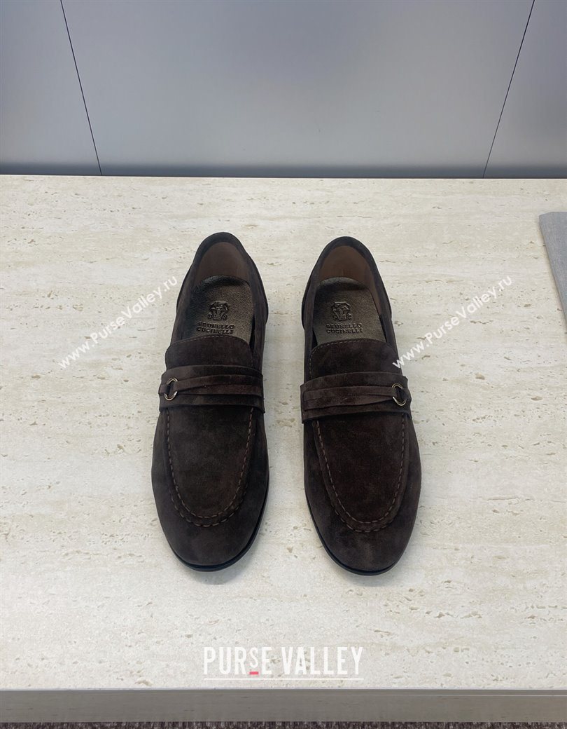 Brunello Cucinelli Suede Flat Loafers Dark Brown 2025 BC120905 (JC-251209038)