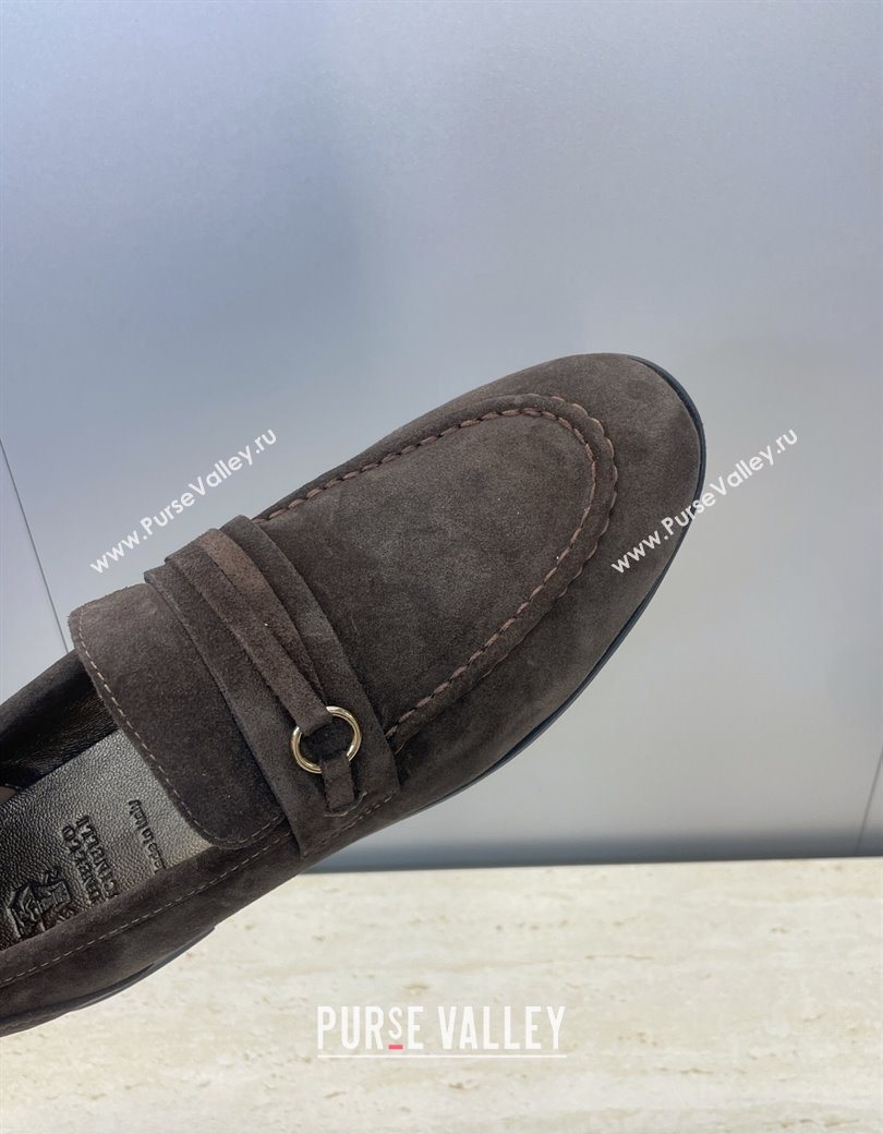 Brunello Cucinelli Suede Flat Loafers Dark Brown 2025 BC120905 (JC-251209038)