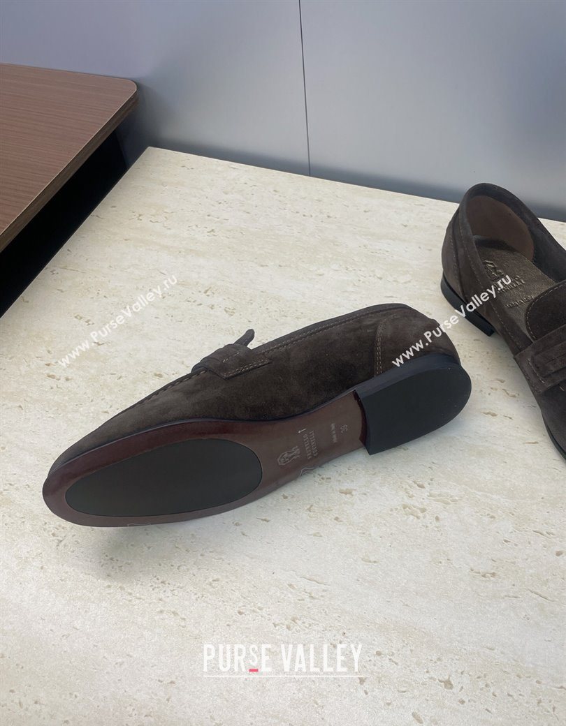 Brunello Cucinelli Suede Flat Loafers Dark Brown 2025 BC120905 (JC-251209038)
