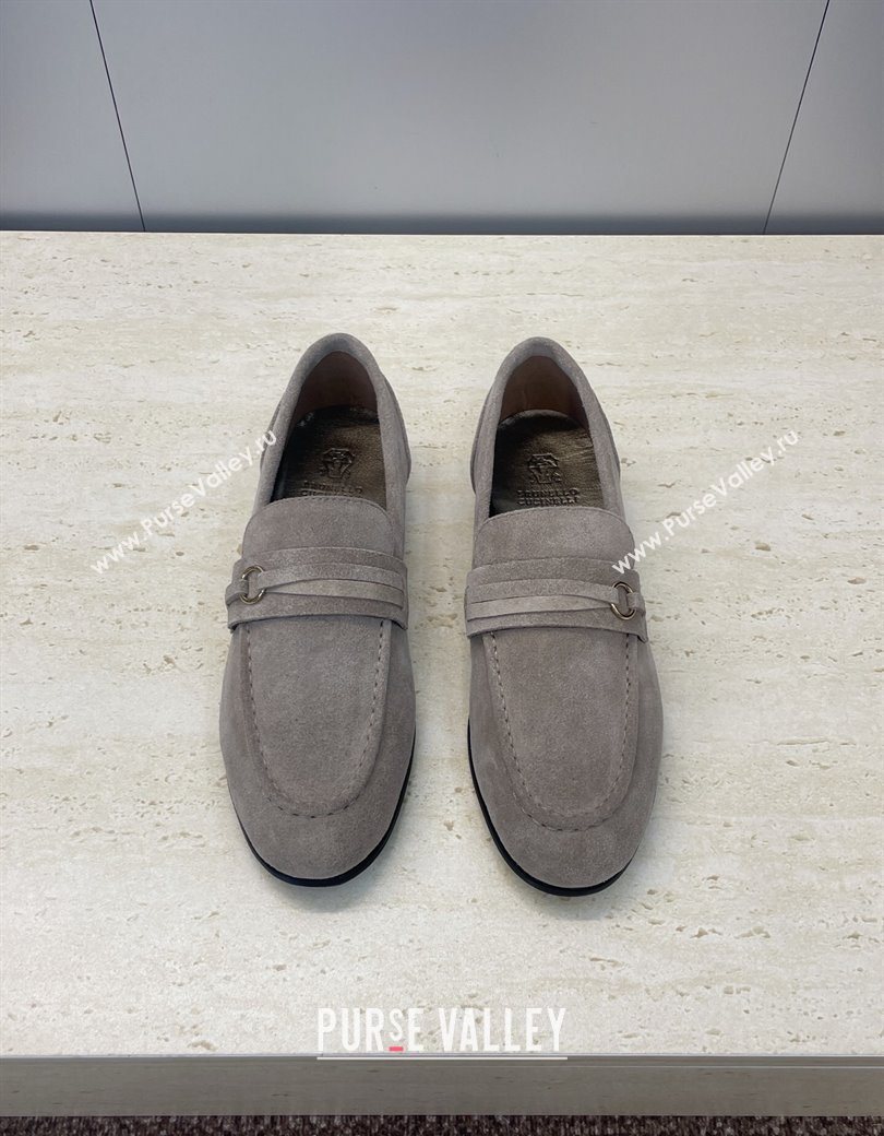Brunello Cucinelli Suede Flat Loafers Grey 2025 BC120905 (JC-251209040)