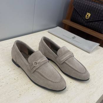 Brunello Cucinelli Suede Flat Loafers Grey 2025 BC120905 (JC-251209040)