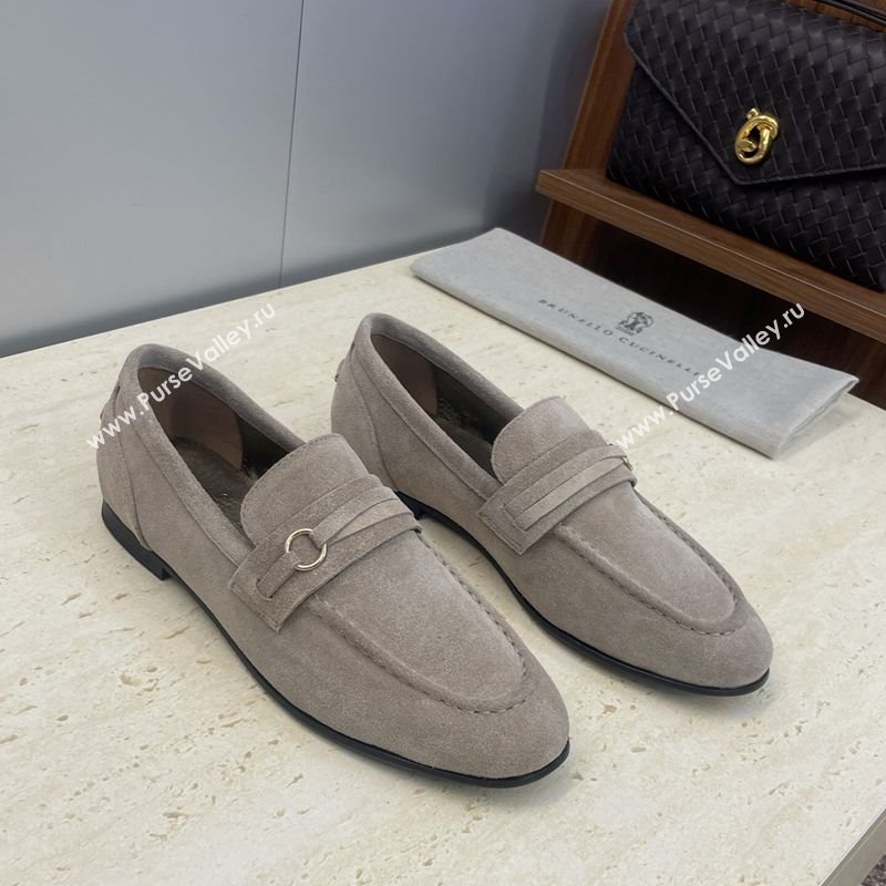 Brunello Cucinelli Suede Flat Loafers Grey 2025 BC120905 (JC-251209040)