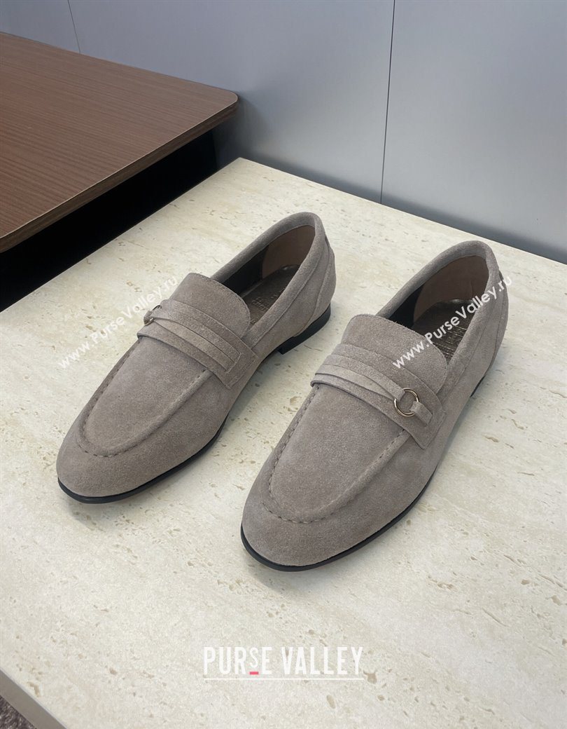 Brunello Cucinelli Suede Flat Loafers Grey 2025 BC120905 (JC-251209040)