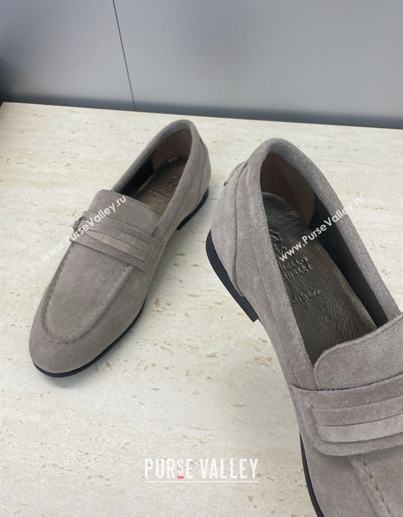 Brunello Cucinelli Suede Flat Loafers Grey 2025 BC120905 (JC-251209040)