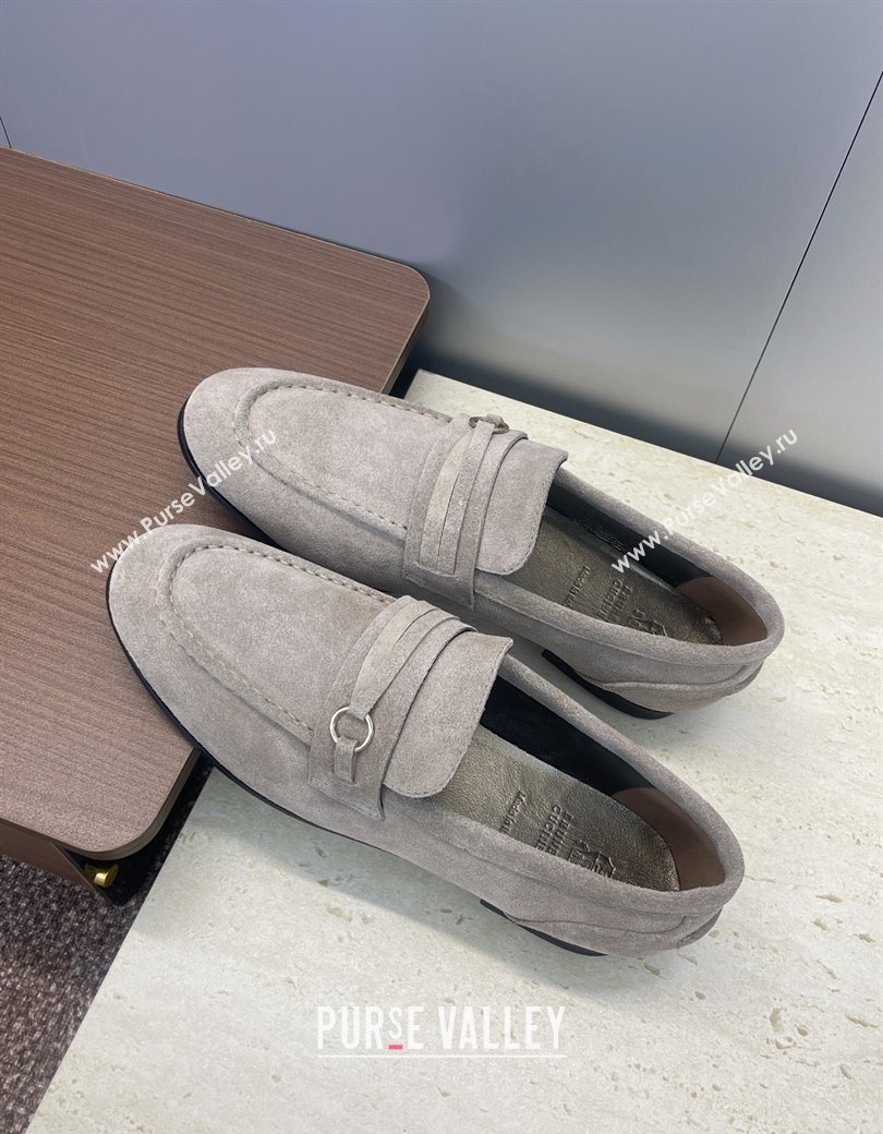 Brunello Cucinelli Suede Flat Loafers Grey 2025 BC120905 (JC-251209040)
