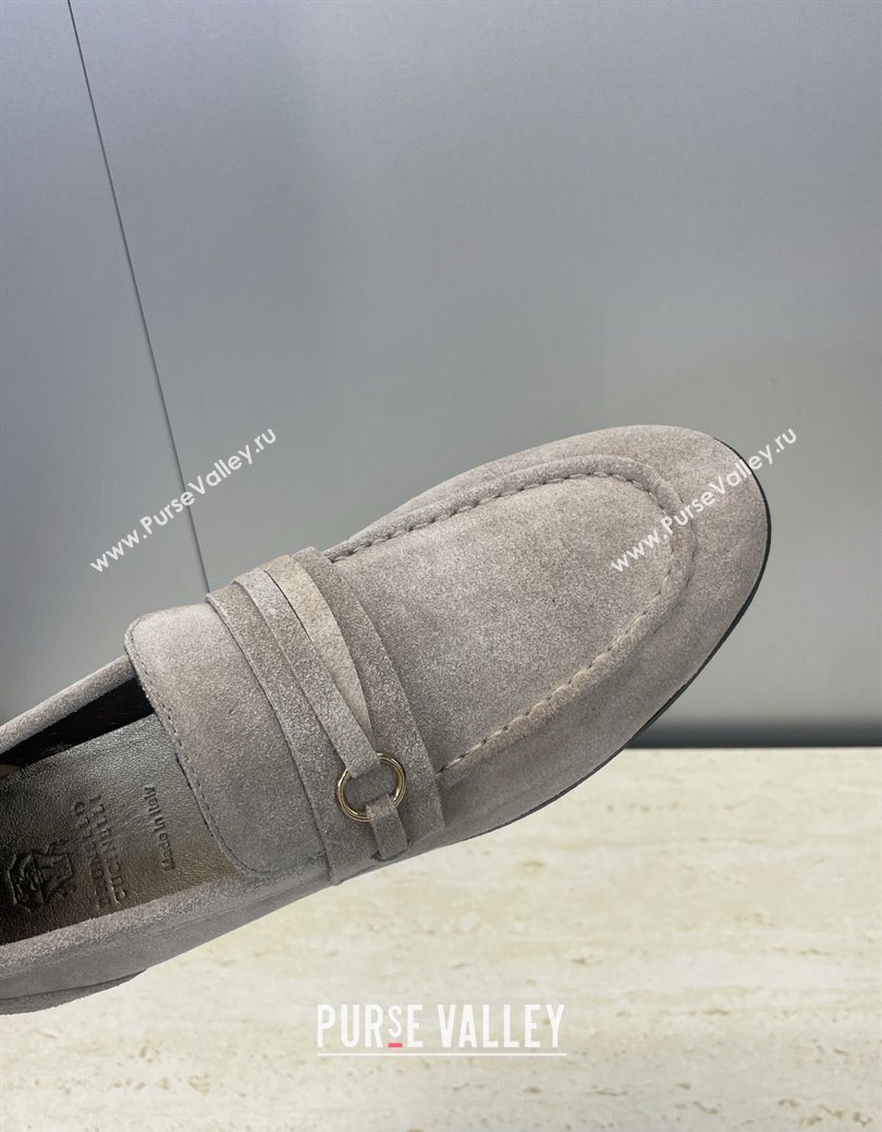 Brunello Cucinelli Suede Flat Loafers Grey 2025 BC120905 (JC-251209040)