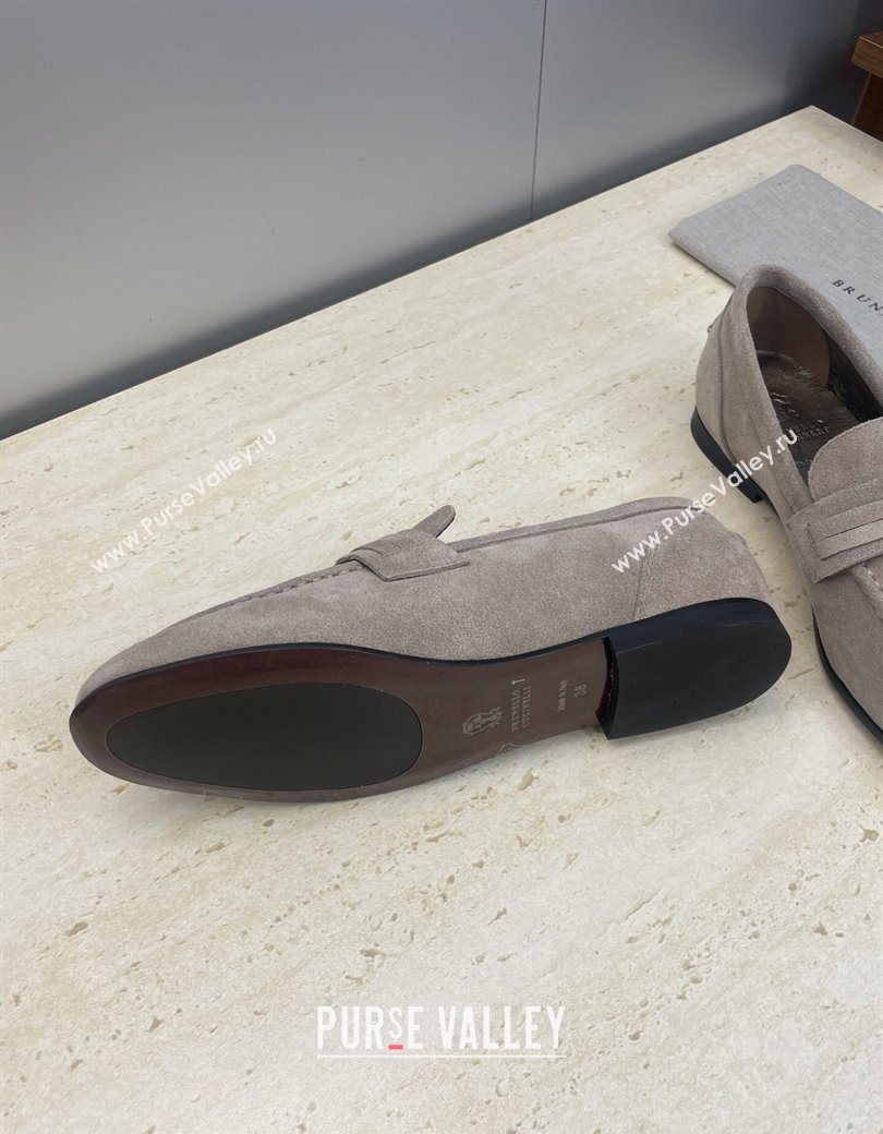 Brunello Cucinelli Suede Flat Loafers Grey 2025 BC120905 (JC-251209040)