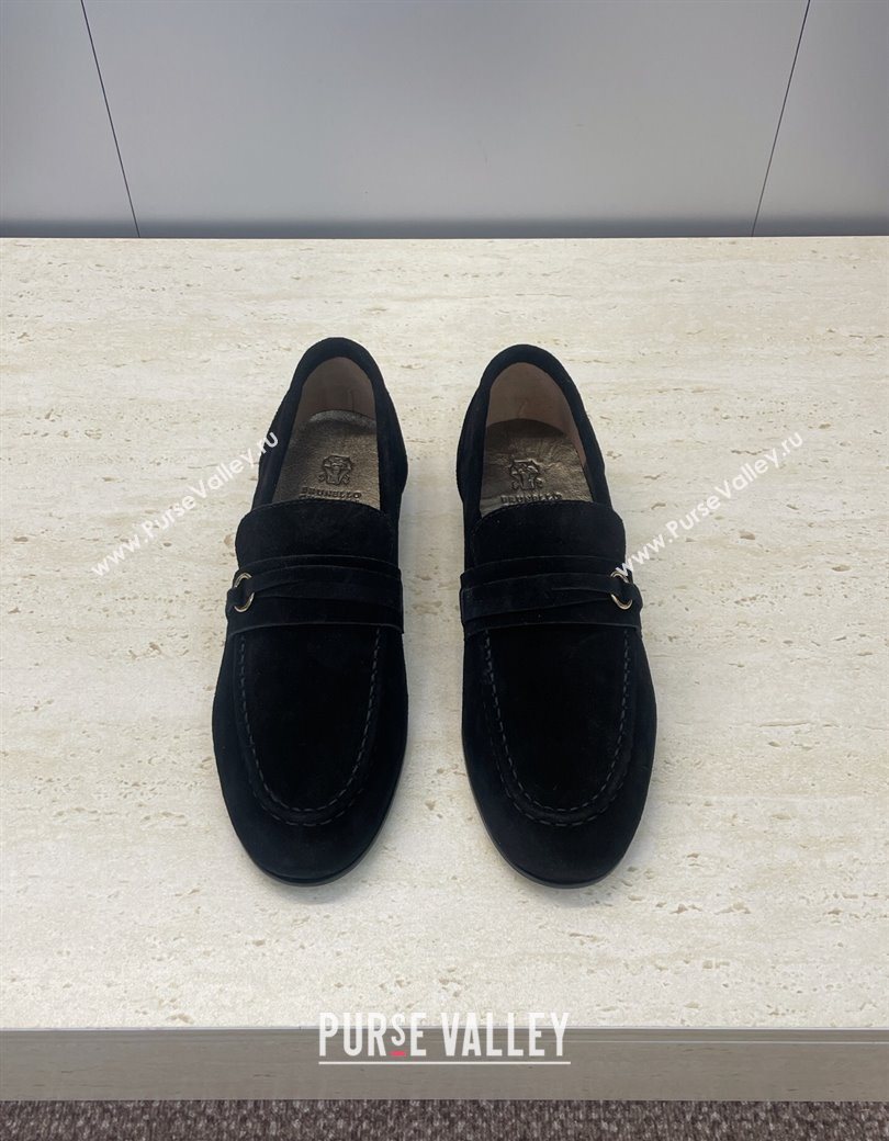 Brunello Cucinelli Suede Flat Loafers Black 2025 BC120905 (JC-251209042)