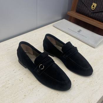 Brunello Cucinelli Suede Flat Loafers Black 2025 BC120905 (JC-251209042)