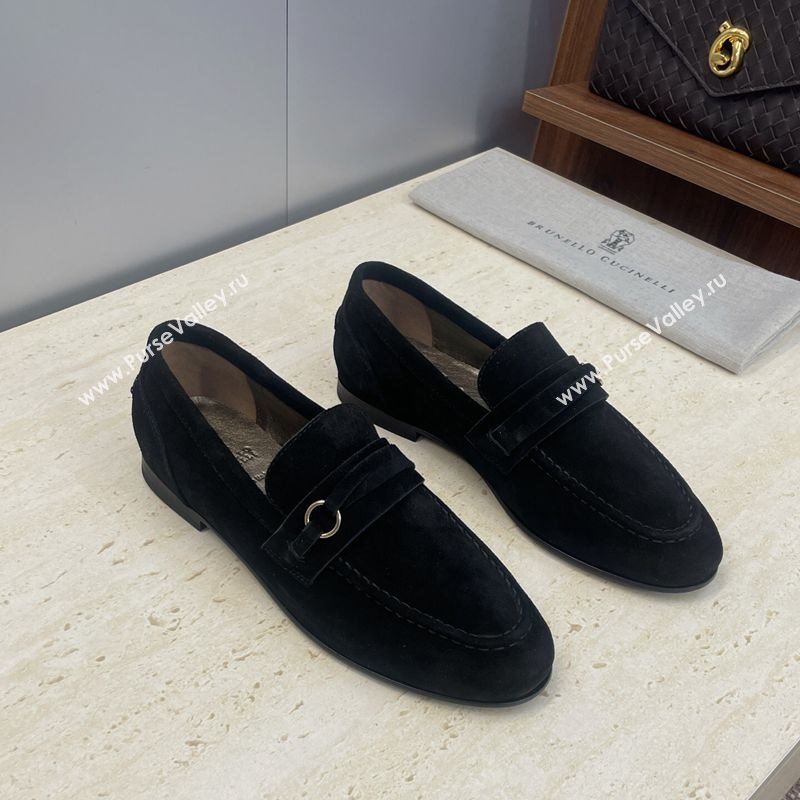Brunello Cucinelli Suede Flat Loafers Black 2025 BC120905 (JC-251209042)
