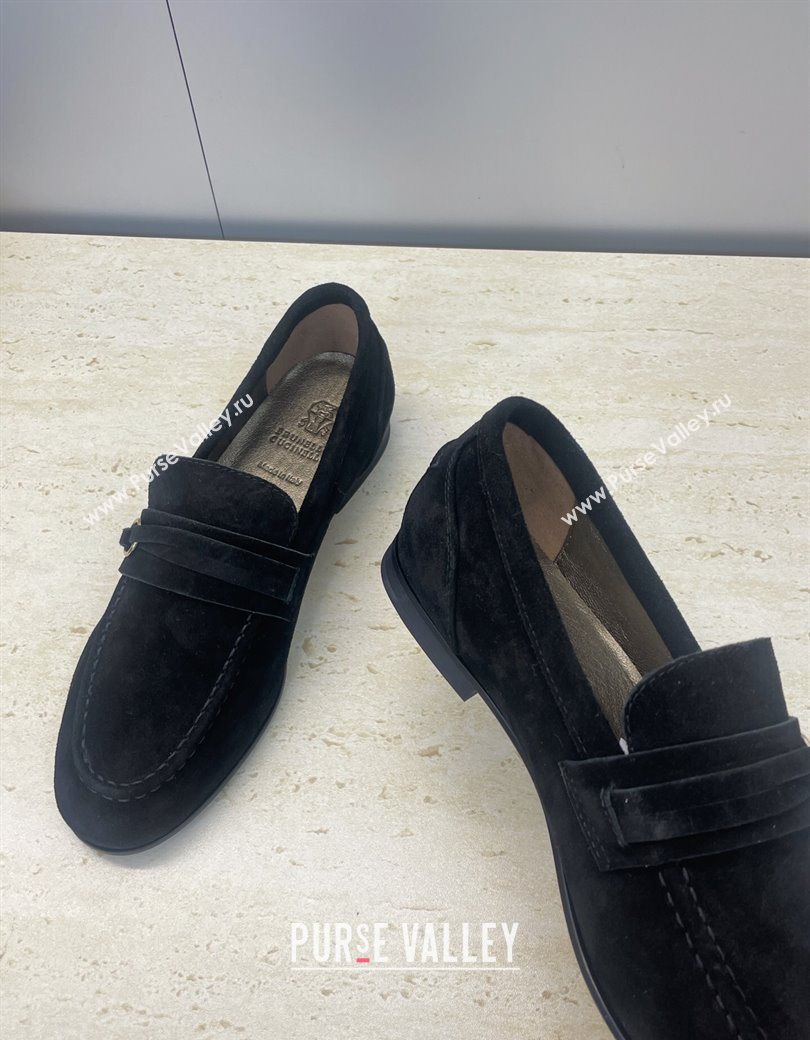 Brunello Cucinelli Suede Flat Loafers Black 2025 BC120905 (JC-251209042)