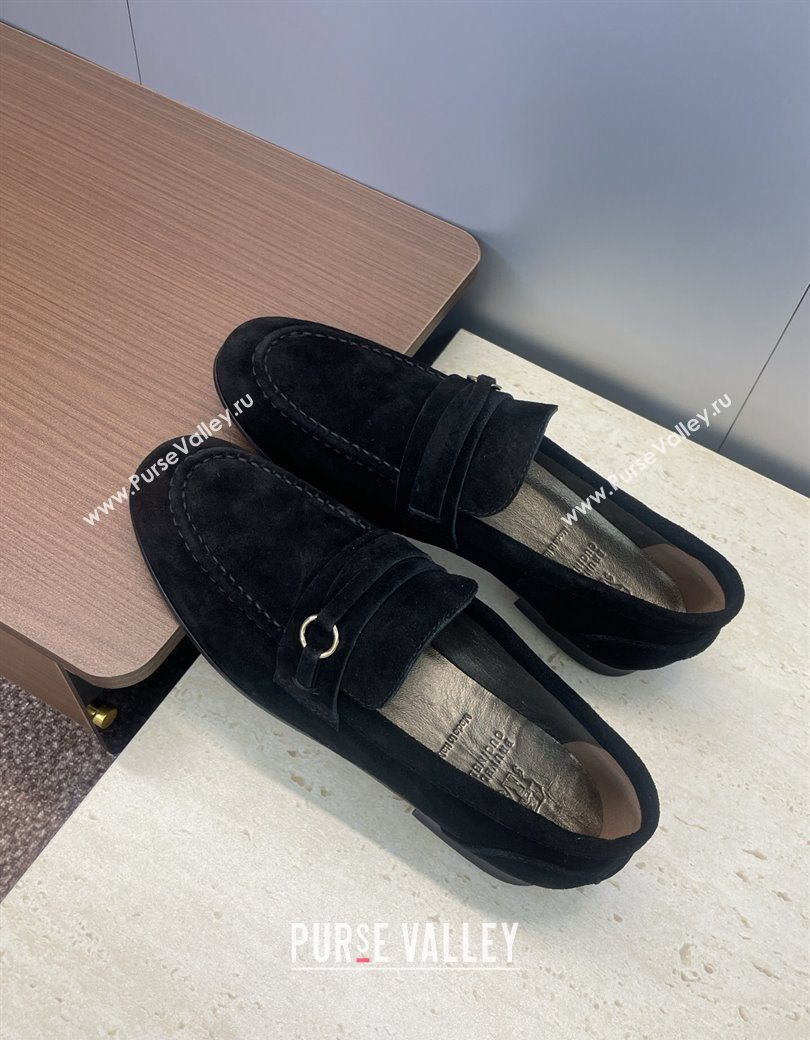Brunello Cucinelli Suede Flat Loafers Black 2025 BC120905 (JC-251209042)