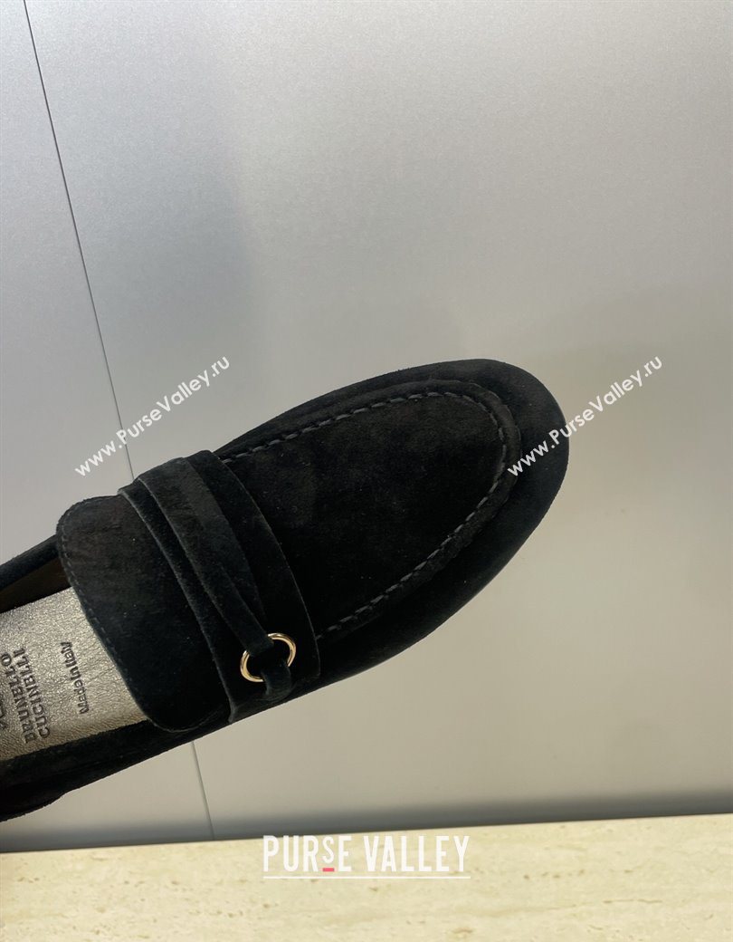 Brunello Cucinelli Suede Flat Loafers Black 2025 BC120905 (JC-251209042)
