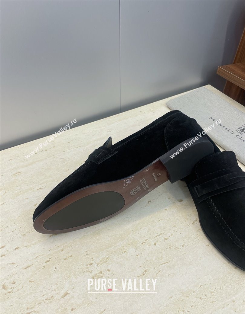 Brunello Cucinelli Suede Flat Loafers Black 2025 BC120905 (JC-251209042)