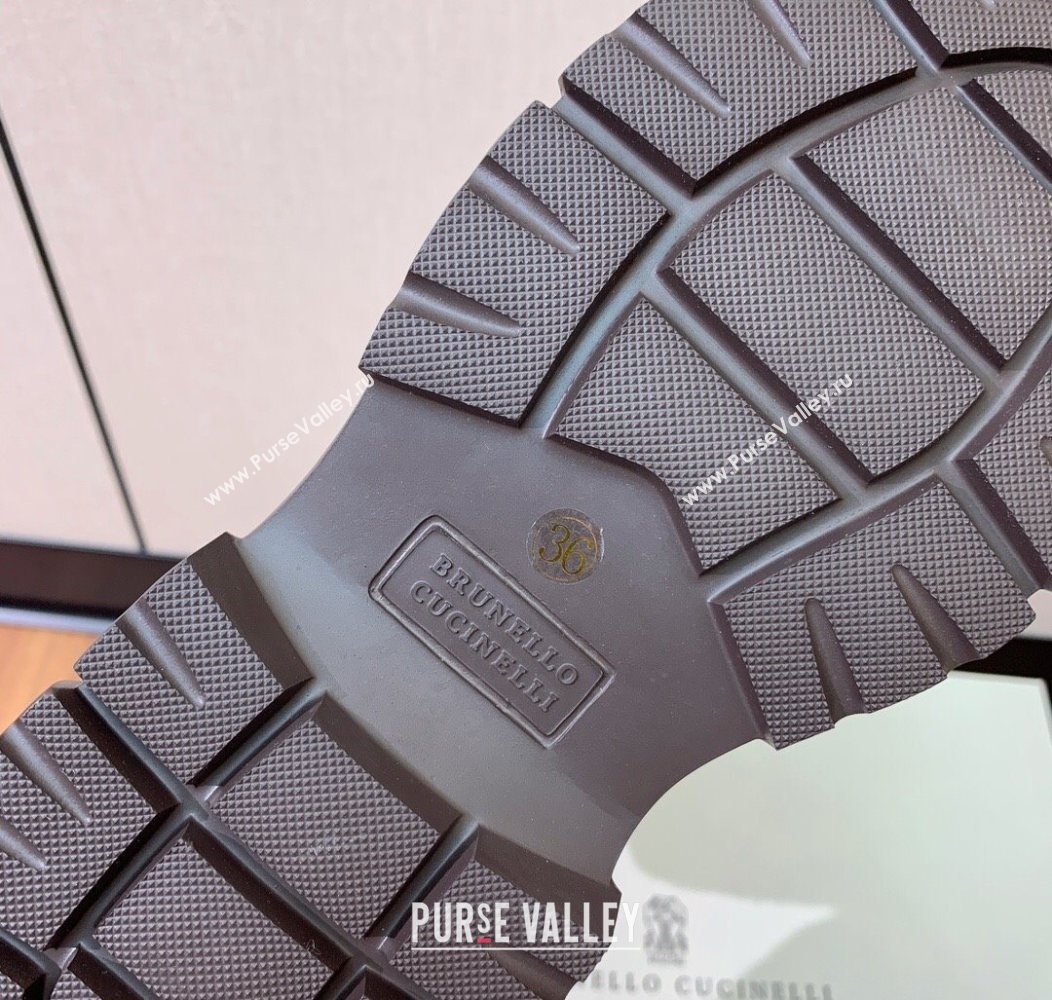 Brunello Cucinelli Suede and Knit Ankle Boots Khaki 2025 BC120906 (MD-251209043)