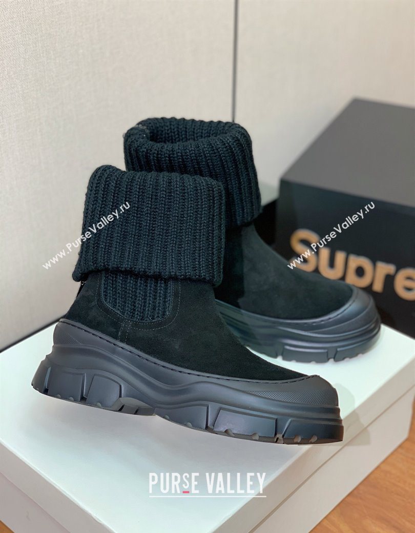 Brunello Cucinelli Suede and Knit Ankle Boots Black 2025 BC120906 (MD-251209044)