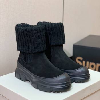 Brunello Cucinelli Suede and Knit Ankle Boots Black 2025 BC120906 (MD-251209044)