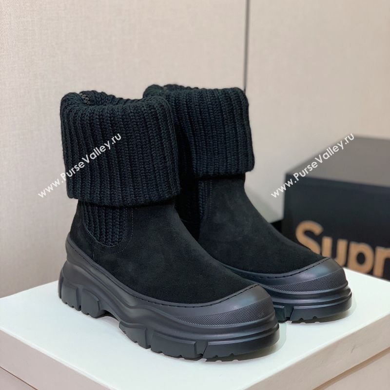 Brunello Cucinelli Suede and Knit Ankle Boots Black 2025 BC120906 (MD-251209044)