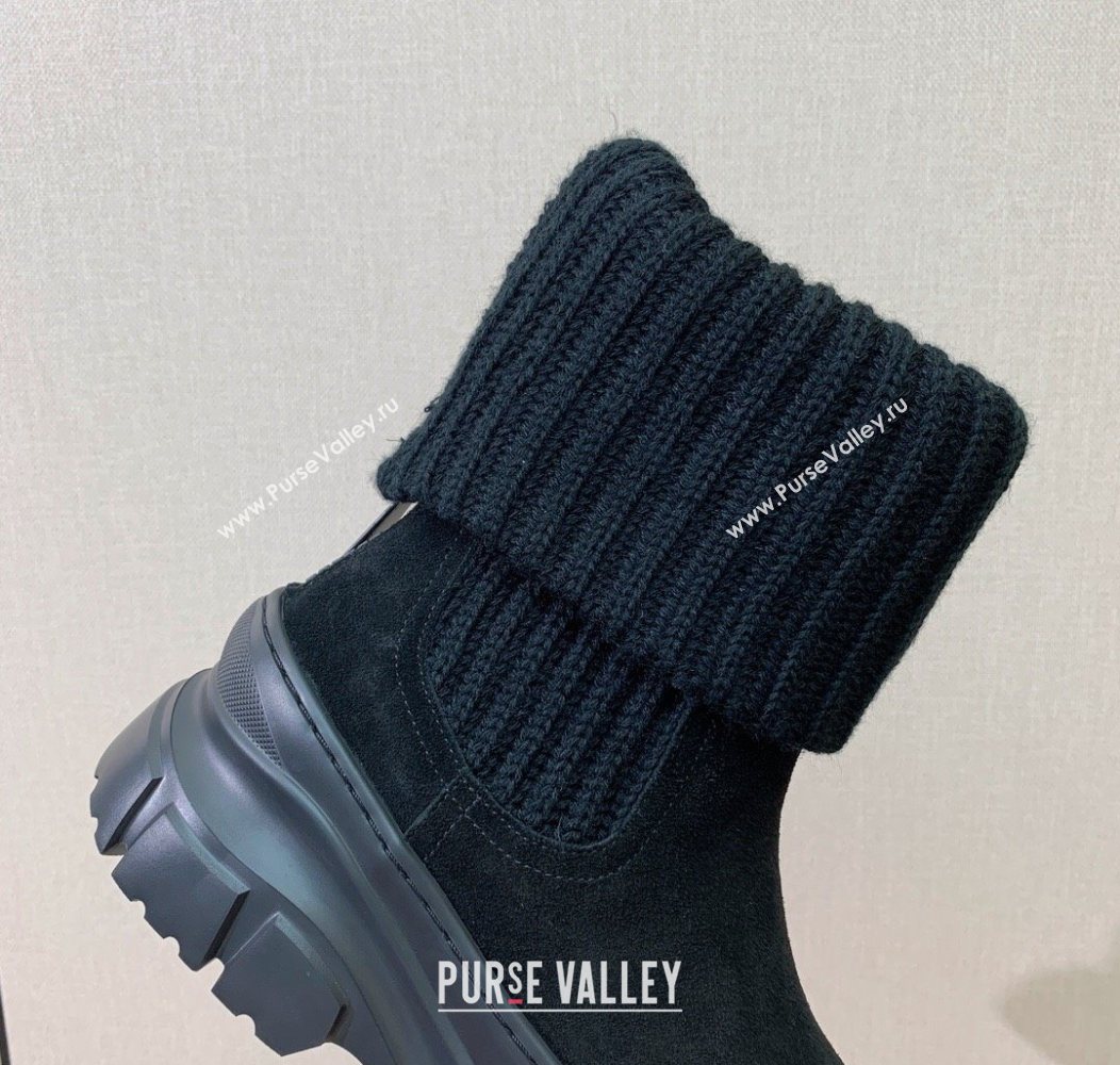 Brunello Cucinelli Suede and Knit Ankle Boots Black 2025 BC120906 (MD-251209044)