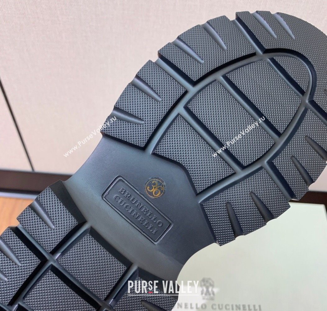 Brunello Cucinelli Suede and Knit Ankle Boots Black 2025 BC120906 (MD-251209044)