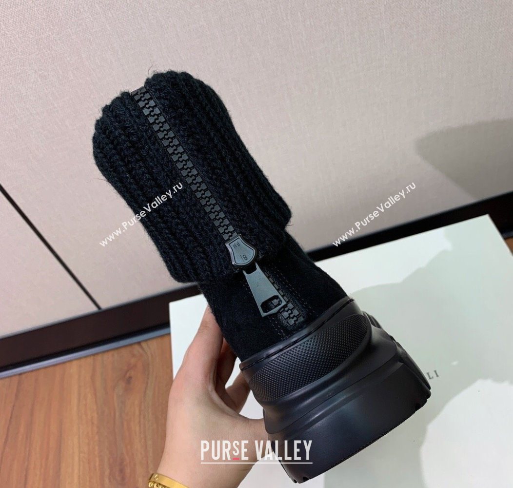 Brunello Cucinelli Suede and Knit Ankle Boots Black 2025 BC120906 (MD-251209044)