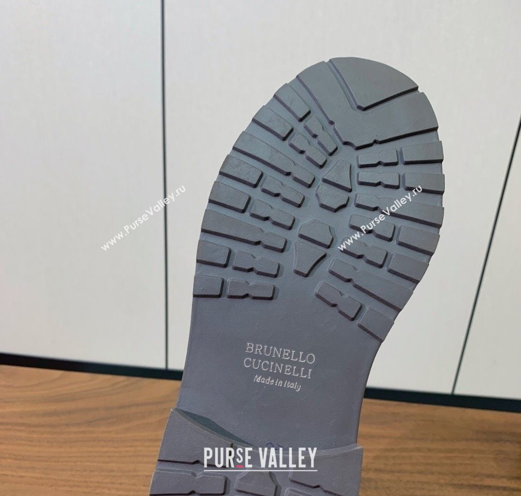 Brunello Cucinelli Leather Ankle Boots with Knit Insert and Loop Detail Brown 2025 BC120901 (HH-251209020)