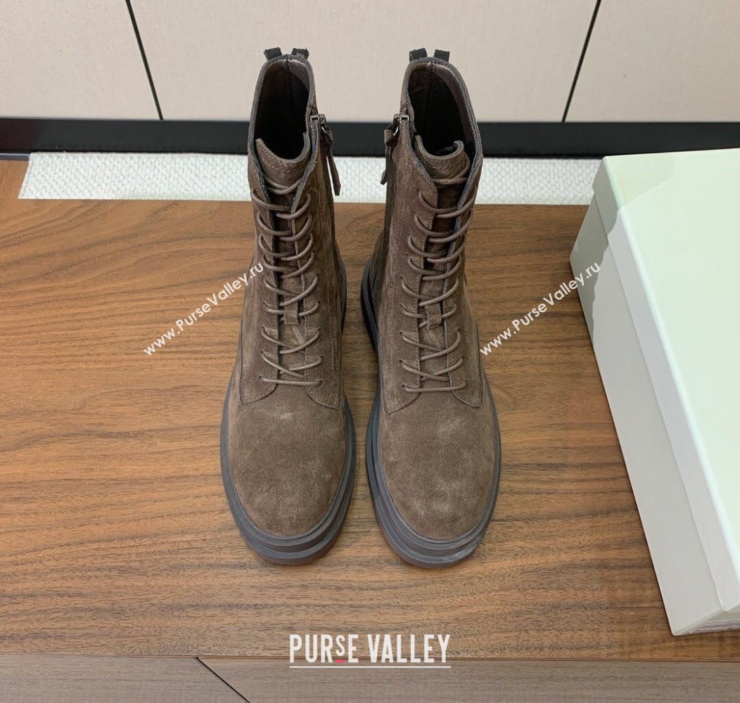 Brunello Cucinelli Suede Laced-up Ankle Boots Dark Brown 2025 BC120902 (HH-251209021)