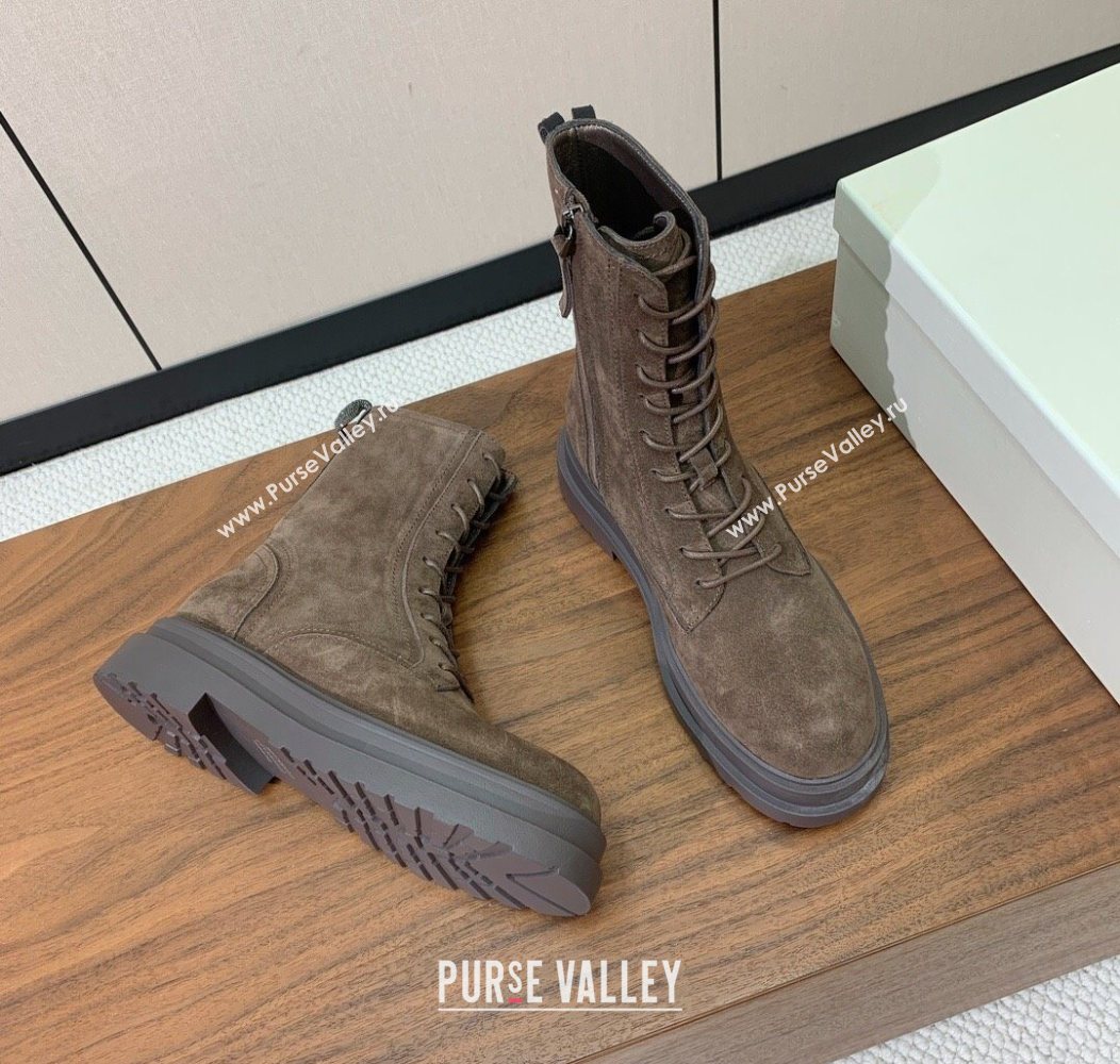 Brunello Cucinelli Suede Laced-up Ankle Boots Dark Brown 2025 BC120902 (HH-251209021)