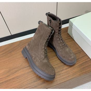 Brunello Cucinelli Suede Laced-up Ankle Boots Dark Brown 2025 BC120902 (HH-251209021)